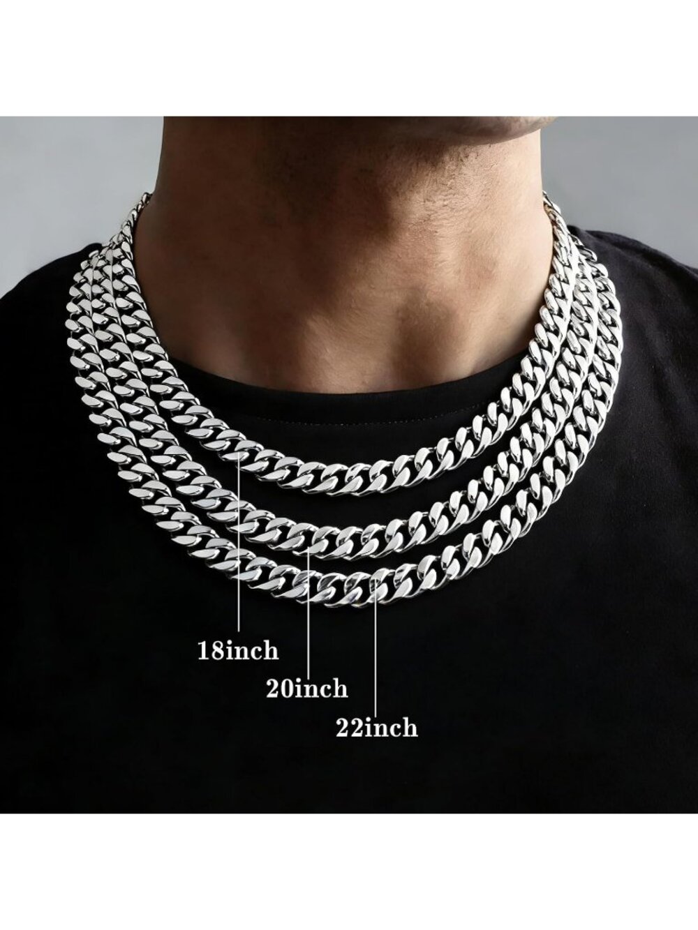 Unisex 9MM Silver Chain Cuban Link 11mm Stainless Steel Gold Silver Plated - Picture 5 of 6